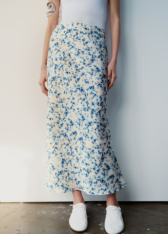 Синяя повседневный цветочной расцветки юбка Zara