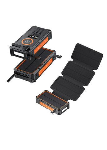 Солнечный повербанк-электрогенератор 30000 мАч с беспроводной зарядкой, динамо-машиной и защитой IP66 No Brand (314696000)