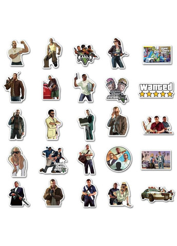 Наклейки водостійкі стікери GTA V ГТА 5. Набір No Brand (316531196)