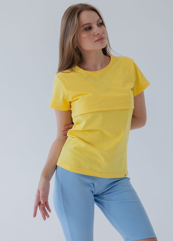 Жовта всесезон футболка для вагітних з секретом для годування з коротким рукавом HN
