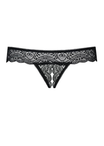 Черный демисезонный стринги с вырезом miamor otwarte Obsessive