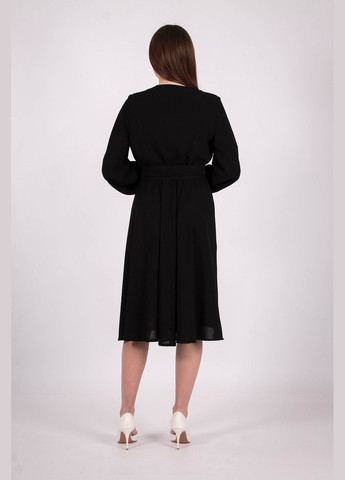 Черное кэжуал платье рукав фонарик женское 202 американский креп черное Актуаль