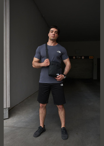 Комплект чоловічий : футболка темно-сіра + шорти чорні + барсетка чорна No Brand (359381359)