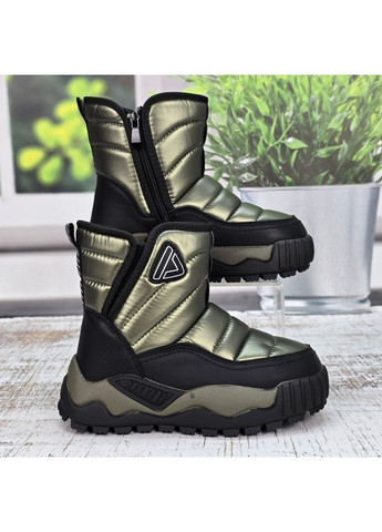 Дутики підліткові для хлопчика чорні еко-шкіра на хутрі Paliament (373195434)