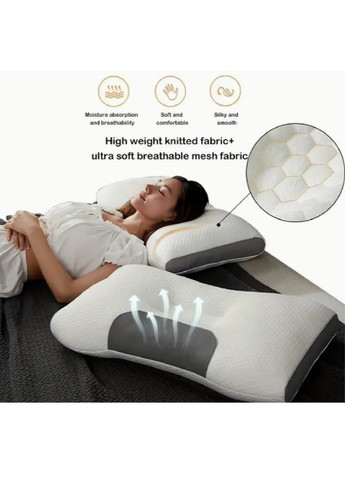 Ортопедическая повседневная гипоаллергенная подушка для здорового сна отдыха полиэстер 63х37х13 см (478072-Prob) Unbranded (302363815)