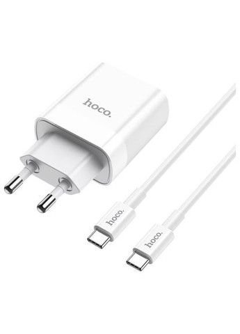 Зарядний пристрій C80A Rapido 1xUSB-C PD20W + 1xUSB QC3.0 + cable USB-C to USB-C White (6931474740533) Hoco C80A Rapido 1xUSB-C PD20W + 1xUSB QC3.0 + cable US (370014514)