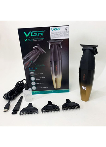 Машинка для стрижки волосся V-906 тример для окантовки та стрижки бороди. Колір: жовтий VGR (364664558)