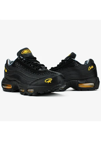 Чорні кросівки air max 95 corteiz "black/tour yellow" No Brand