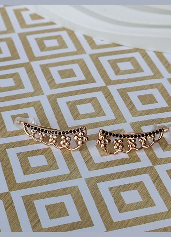 Трендовые сережки клаймберы ксюпинг xuping медзолото позолота черная эмаль Xuping Jewelry (336190287)