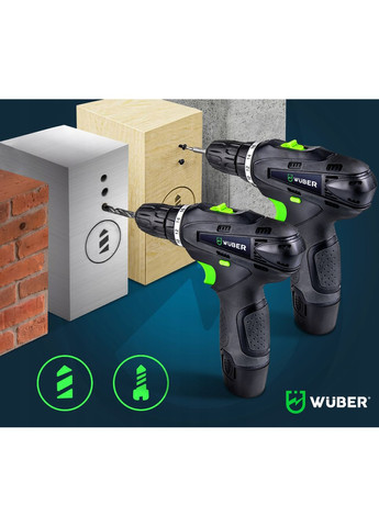 Аккумуляторный шуруповерт 18В +2 батареи Wuber (340072967)