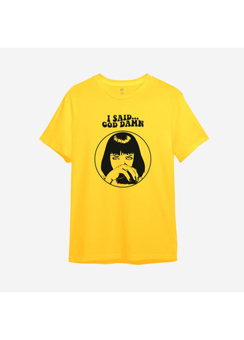 Жовта демісезонна дитяча футболка з принтом "i said... god damn". pulp fiction (10296707605) ТiШОТКА