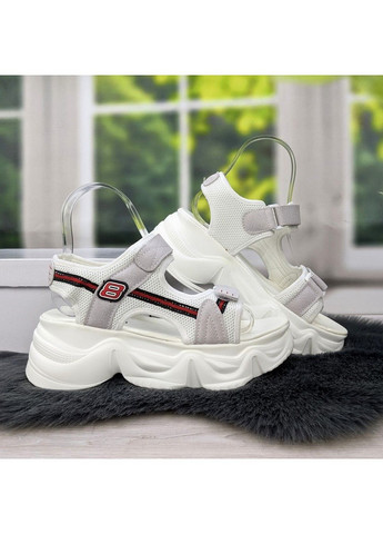 Белые босоножки женские спортивные на платформе MaiNelin на липучке