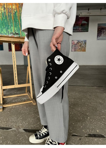 КЕДЫ ЖЕНСКИЕ CONVERSE LIFT HIGHT BLACK КОНВЕРС No Brand чёрные демисезоны (369389618)