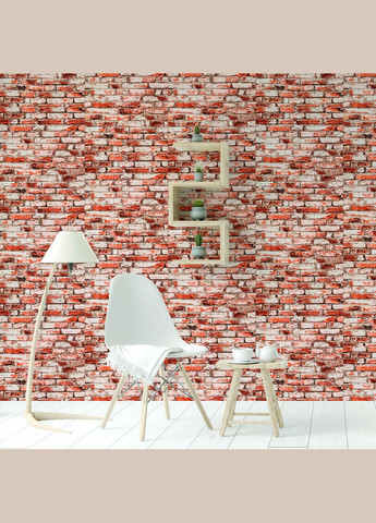 Декоративная 3D панель самоклеющаяся под кирпич Краснобелая 700х770х4мм (341) SW-00000533 Sticker Wall (292564590)