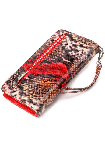 Лаковане портмоне клатч з натуральної шкіри з тисненням під змію 21541 Різнокольорове Canpellini (298920732)