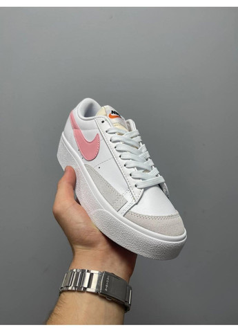 Розовые демисезонные кроссовки мужские nike blazer low platform white pink glaze v2 найк блейзер No Brand