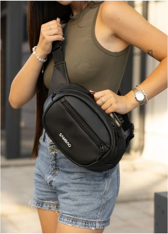 Сумка через плечо женская бананка Flex черная 30х17x10см Sambag (399207802)