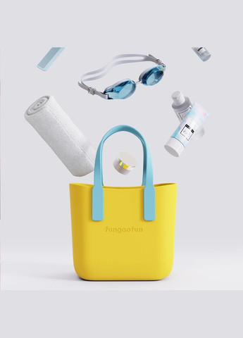 Сумка женская силиконовая шопер на плече водонепроницаемая сумочка с подкладкой на молнии, желтый No Brand (354829439)