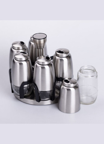 Набір для спецій на поворотній підставці 6 штук по 120 мл, хром Yiwu (326599378)
