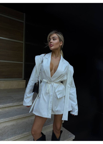 Молочна повсякденний, кежуал жіноча сукня піджак сукня-жакет No Brand однотонна