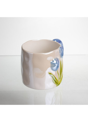 Новорічна порцелянова чашка для чаю та кави "Ніжний Тюльпан" з 3D-декором 400 мл, святкова кружка чашка на подарунок Блакитний Yiwu (371346037)