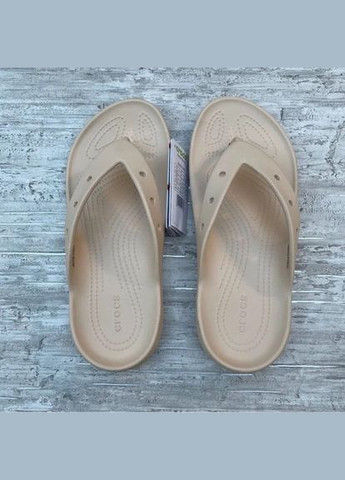 Бежевые повседневные, пляжные женские шлепанцы flip v2 bone Crocs