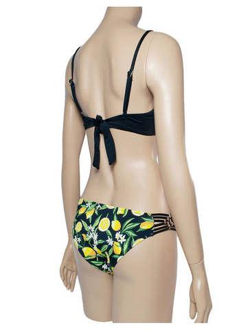 Черный летний купальники бандо пуш ап, трусики с открытыми боками, модель 0073 черный арт.1251 раздельный, бикини, бандо Samegame