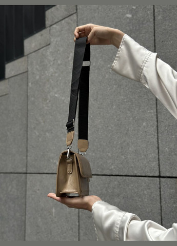 Жіноча бежева класична сумка 6006 крос-боді через плече на тонкому ремінці No Brand (299279285)