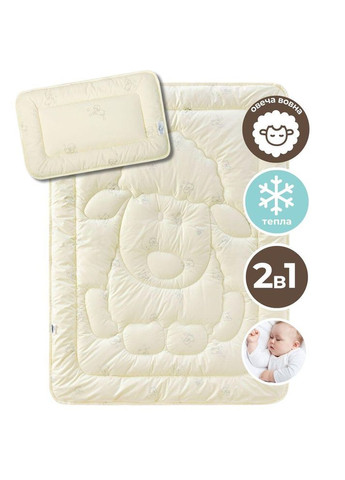 Набір дитячий зимовий у ліжечко вовняна ковдра 100х135 см та подушка 40х60 см теплий для дітей PAPAELLA (367726775)