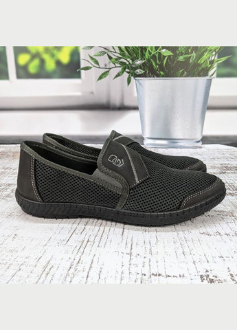 Серо-зеленые мокасины мужские текстильные сетка Dago