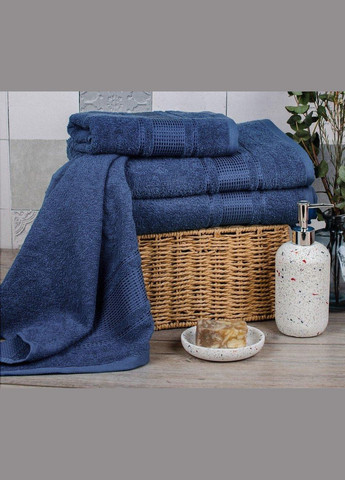 Рушник махровий Aisha — Royal джинс 100*150 (400 г/м2) Aisha Home Textile синій