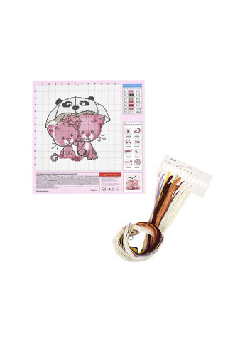 Набір для творчості вишивка хрестиком "Котики під парасолькою" колір різнокольоровий CB-00284063 Strateg (365711263)