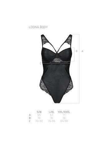 Боди из экокожи - Loona Body Black, с кружевными вставками и открытой спинкой Passion (334305570)