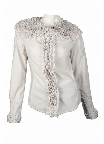 Молочная женская блуза с рюшами fv-009148 молочный Lowett