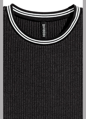 Черное повседневный, кэжуал, вечернее платье трикотажное рубчик для женщины 0519929-001 H&M однотонное