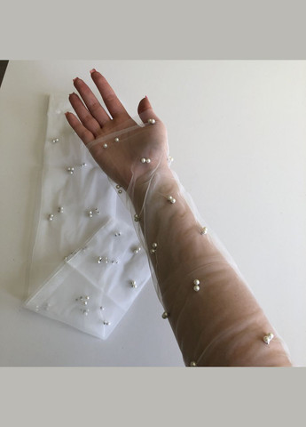 Длинные фатиновые перчатки с бусинами Honey Fashion Accessories XS/S/M белый (7-89) No Brand (313286299)