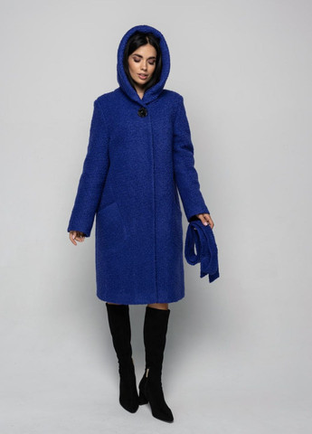 Синее зимнее Пальто Нинель электрик однобортное O`zona milano