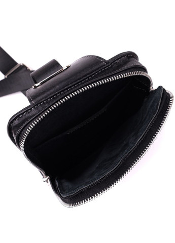 Чоловіча сумка прямокутна бананка натуральної шкіри чорний розмір 15,5х20,5х3,5 см 22879 Grande Pelle (362418458)