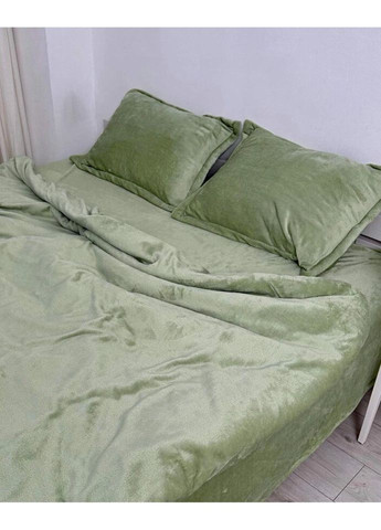 Постільна білизна плюшева сімейна Home 20734 160х215х2 см фісташкова DUSHKA (327790662)