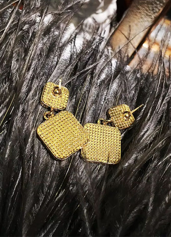 Сережки жіночі квадратні з камінцями по краях Fashion Jewelry (323017305)