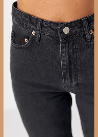 Женские джинсы МОМ со рваным декором на карманах Lurex - (301269672)