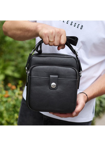 Мужская кожаная универсальная сумка 24х20х8, барсетка из кожи, сумочка для мужчин с регулировкой ручки, черная No Brand (360751452)