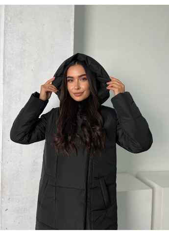 Черная зимняя зимняя куртка на змейке + кнопки Stylish Touch