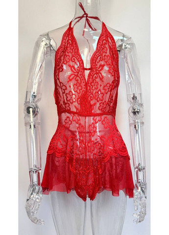 Боди Monro с открытым доступом женское бодик белье в кружево вышитыми цветами завязки на шее No Brand Боді Monro червоний (367833672)