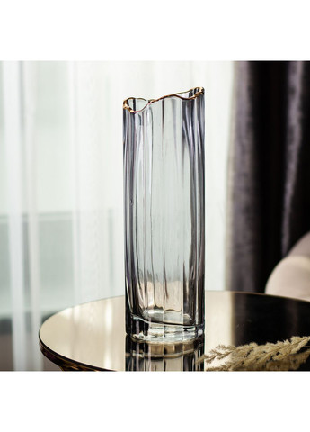 Стеклянная ваза для цветов, декоративная серая, 29,5 см. Jooki (360921004)