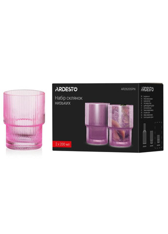 Набір склянок низьких AR2620SPN 200 мл 2 рожевий шт Ardesto (322030691)