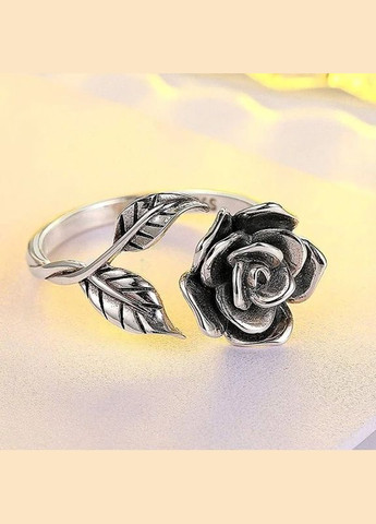 Винтажное женское кольцо с в виде цветка серебристая Роза размер регулируемый Fashion Jewelry (291119871)