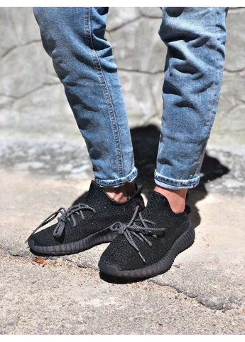 КРОССОВКИ ЖЕНСКИЕ ADIDAS YEEZY BOOST 350 V2 BLACK АДИДАС ИЗИ БУСТ ЧЕРНЫЕ No Brand чёрные демисезоны (392005907)