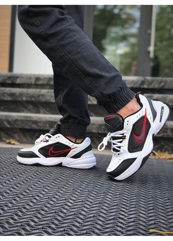 Белые летние кроссовки nike air monarch black white red logo найк аир No Brand