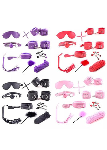 Еротичний набір БДСМ аксесуарів для садо-мазо 10 предметів Червоний No Brand (340914768)